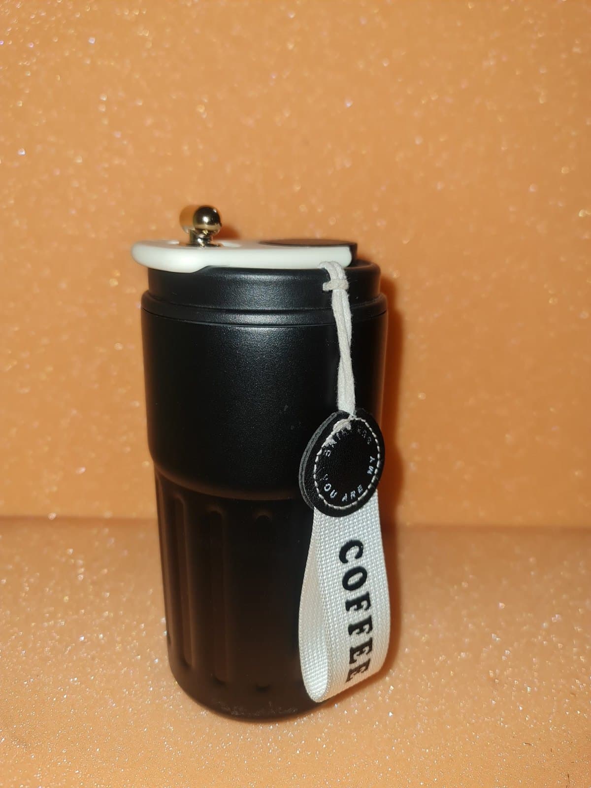Black Ribbed Coffee Tumbler